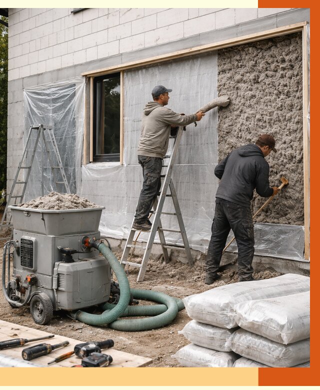 Утепление дома из газобетона эковатой в Сосновом Боре от 4571 руб./м2 | ТепломастерСнб