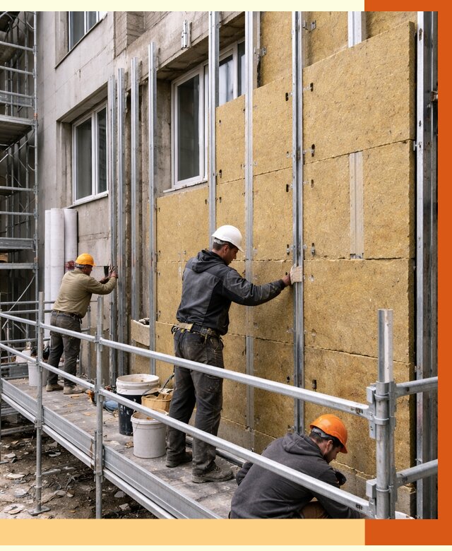 Утепление вентилируемого фасада в Сосновом Боре от 5688 руб/м2 — монтаж и утепление вентфасад | ТепломастерСнб