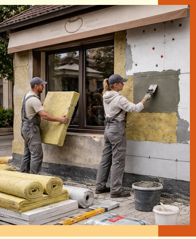 Утепление кафе в Сосновом Боре от 4266 руб/м2 — комплексно под ключ | ТепломастерСнб